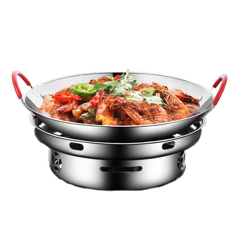 Solid Alcohol Stove Small Hot Pot Household Commercial Dry Pot Pot Outdoor Portable Stainless Steel Windproof Pot Special