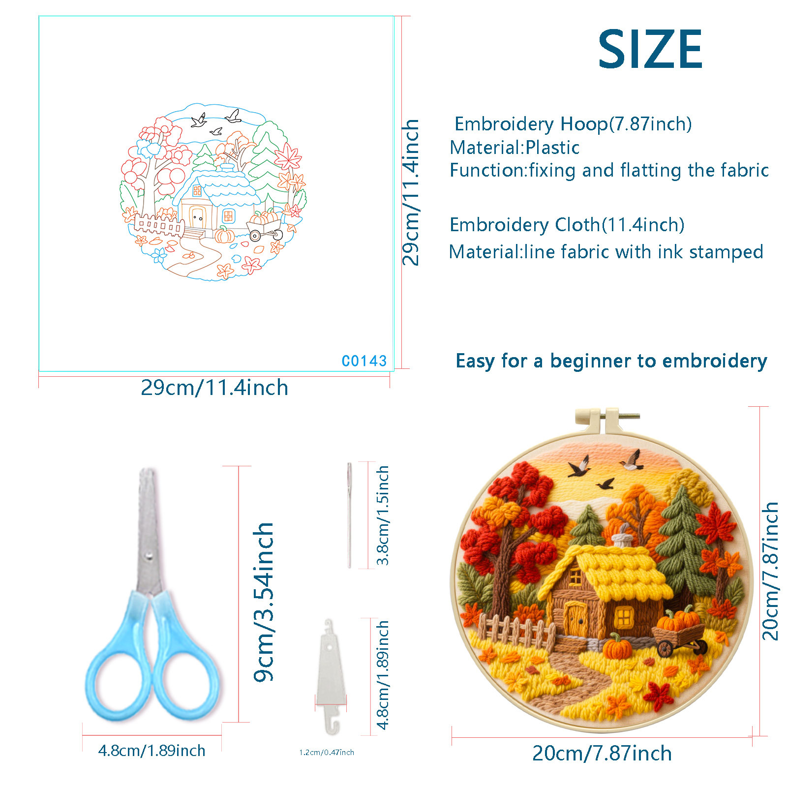2025 New Product Embroider DIY Material Package Autumn Series Beginner Embroider Kit Cross-Border Amazon Entry Level