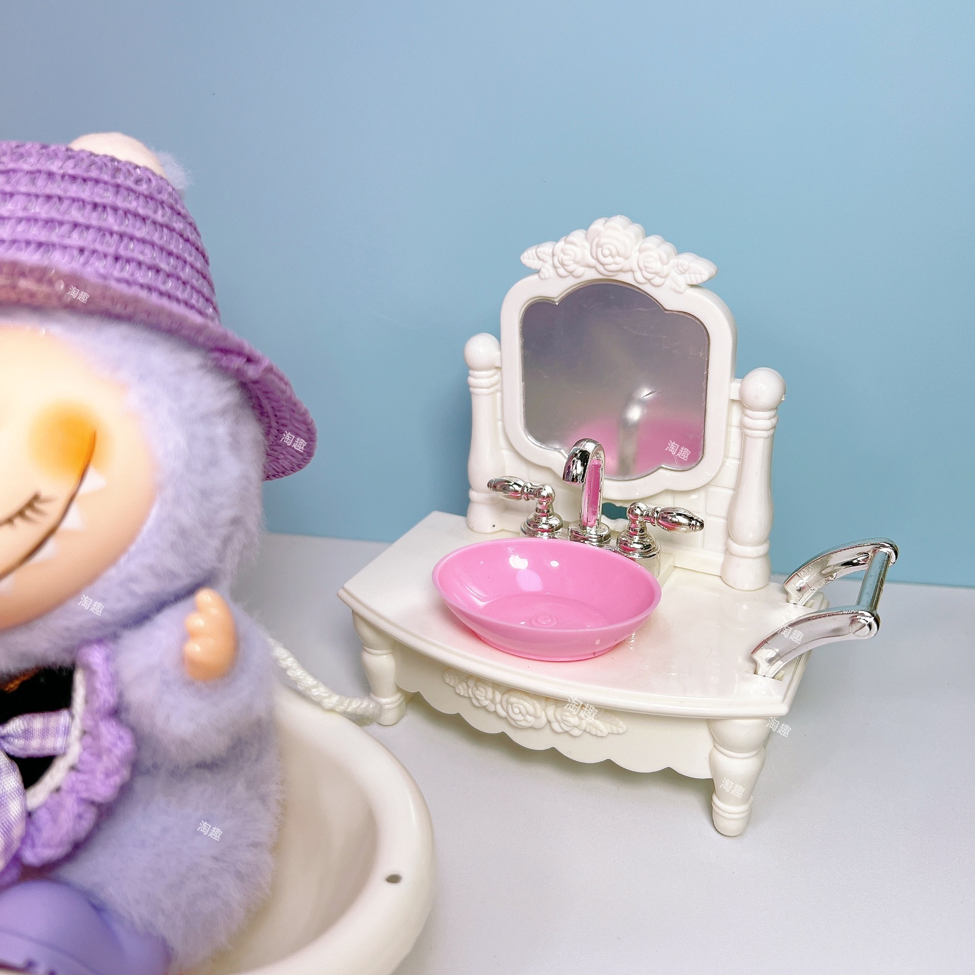 Simulated Miniature Dollhouse Bathroom Accessories, Plush Doll Accessories, Bathtub Toys, Mini Toys Complete Set