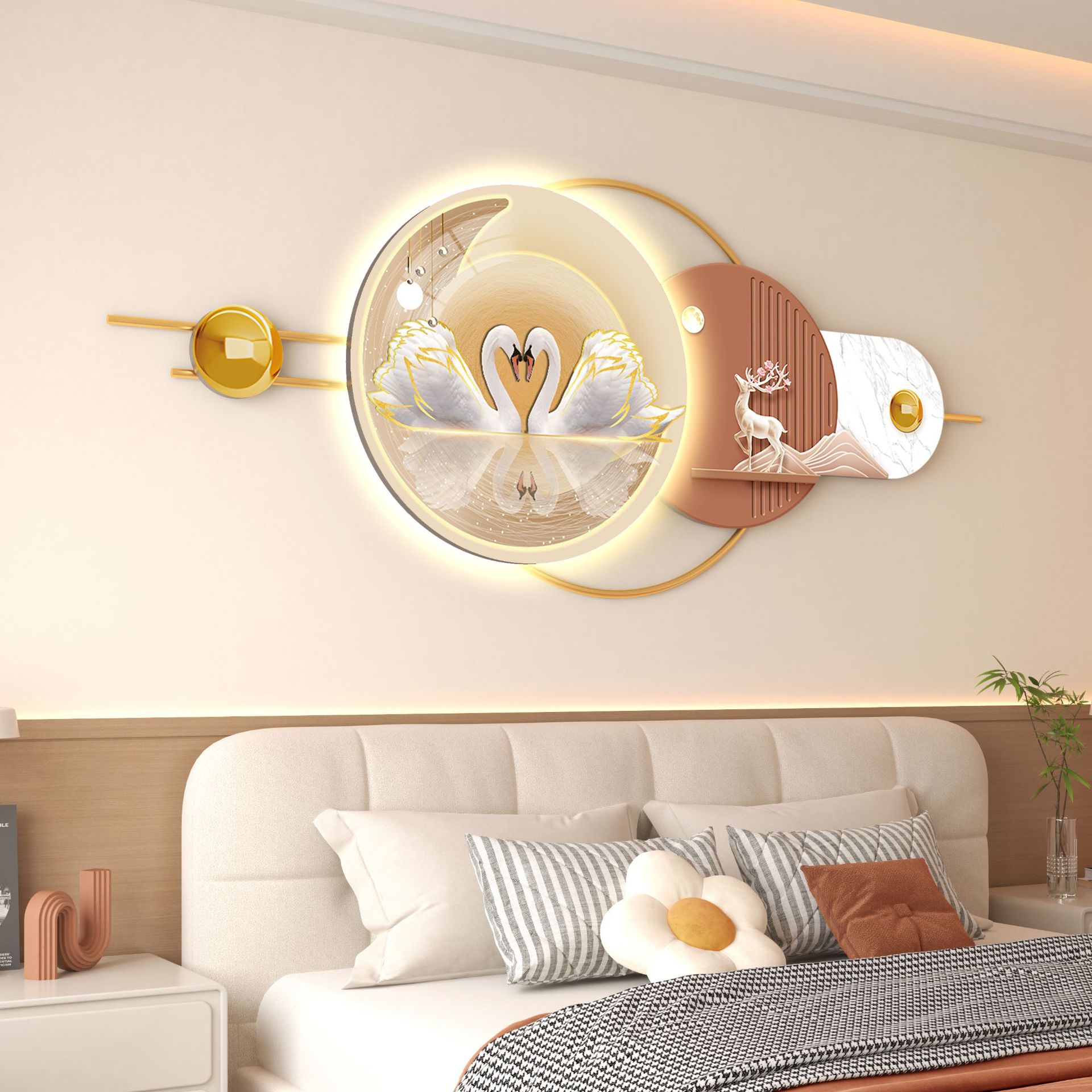 Новый стиль цветущих цветов, высококачественная светящаяся декоративная настенная роспись для спальни