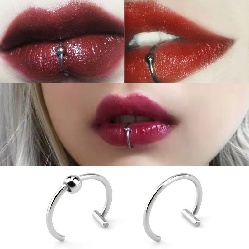 Cross-Border European and American Style Stainless Steel Non-Porous Lip Nails, No Punching Lip Clips, No Holes, C-Shaped Fake Lip Rings, Sexy Niche Accessories