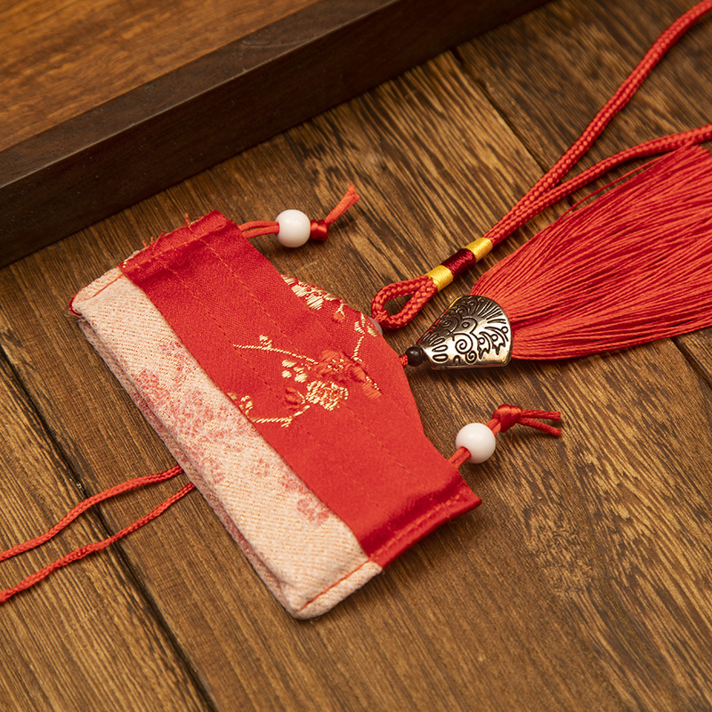 Dragon Boat Festival sachet bag Wormwood sachet bag Car pendant carry-on purse antique plum blossom brocade embroidery empty bag