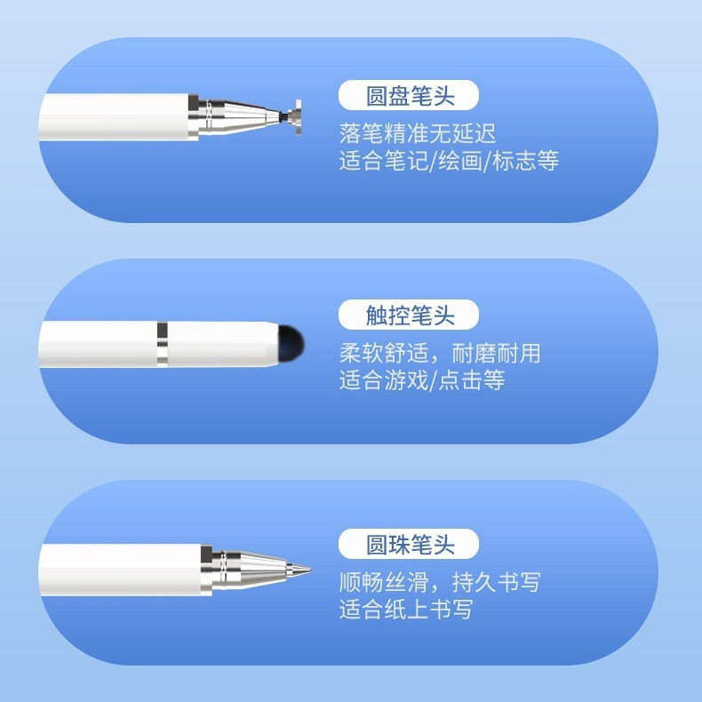 [Upgraded Three-In-One] Plastic Touch Screen Pen Is Suitable for Mobile Phones, Tablets, Ipads, Huawei Clipping Capacitive Pen