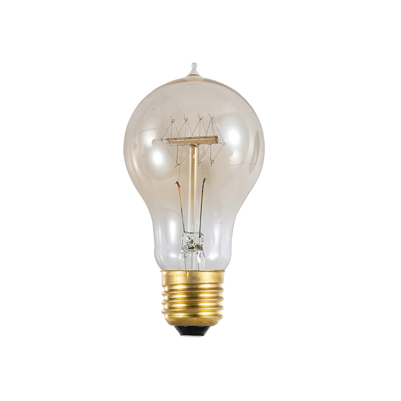[A19 Sharp-Horizontal Winding] Edison Retro Dimming Light Bulb American Antique Industrial Style A19 Water Drop Light Bulb