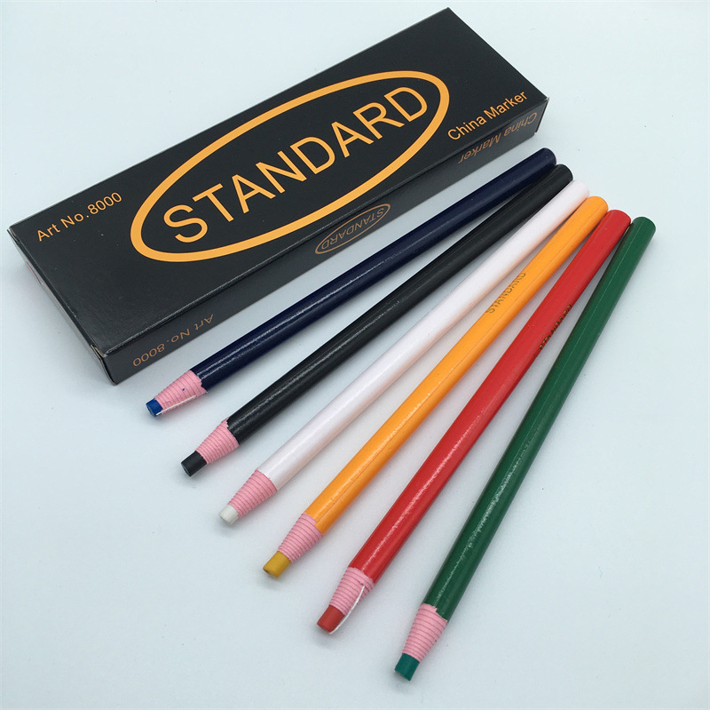 Standard8000 South Korean Leather Marking Pen White Clothing Point Marker Pen No-Sharpening Tear-Off Line Crayon