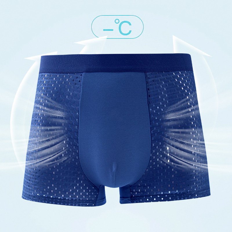 New Men's Underwear Men's Ice Silk Mesh Boxer Breathable Mesh Boxer Shorts Youth Shorts Summer