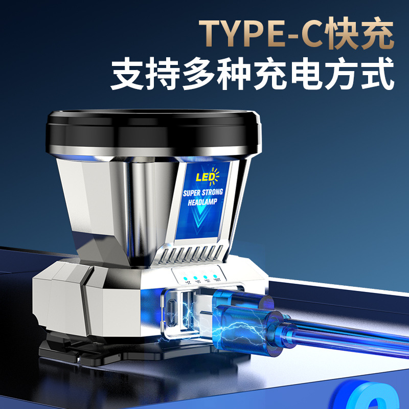 Cross-Border Strong Light Head Long-Range Rechargeable Waterproof Ultra-Bright Head-Mounted Night Fishing Lamp Miner's Lamp Super Long-Lasting Headlamp