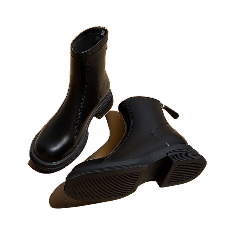 Soft Leather Short Boots Autumn and Winter British 2025 Super Popular Street Boots Cotton Boots Comfortable and Wear-Resistant Short-Tube Warm Women's Boots