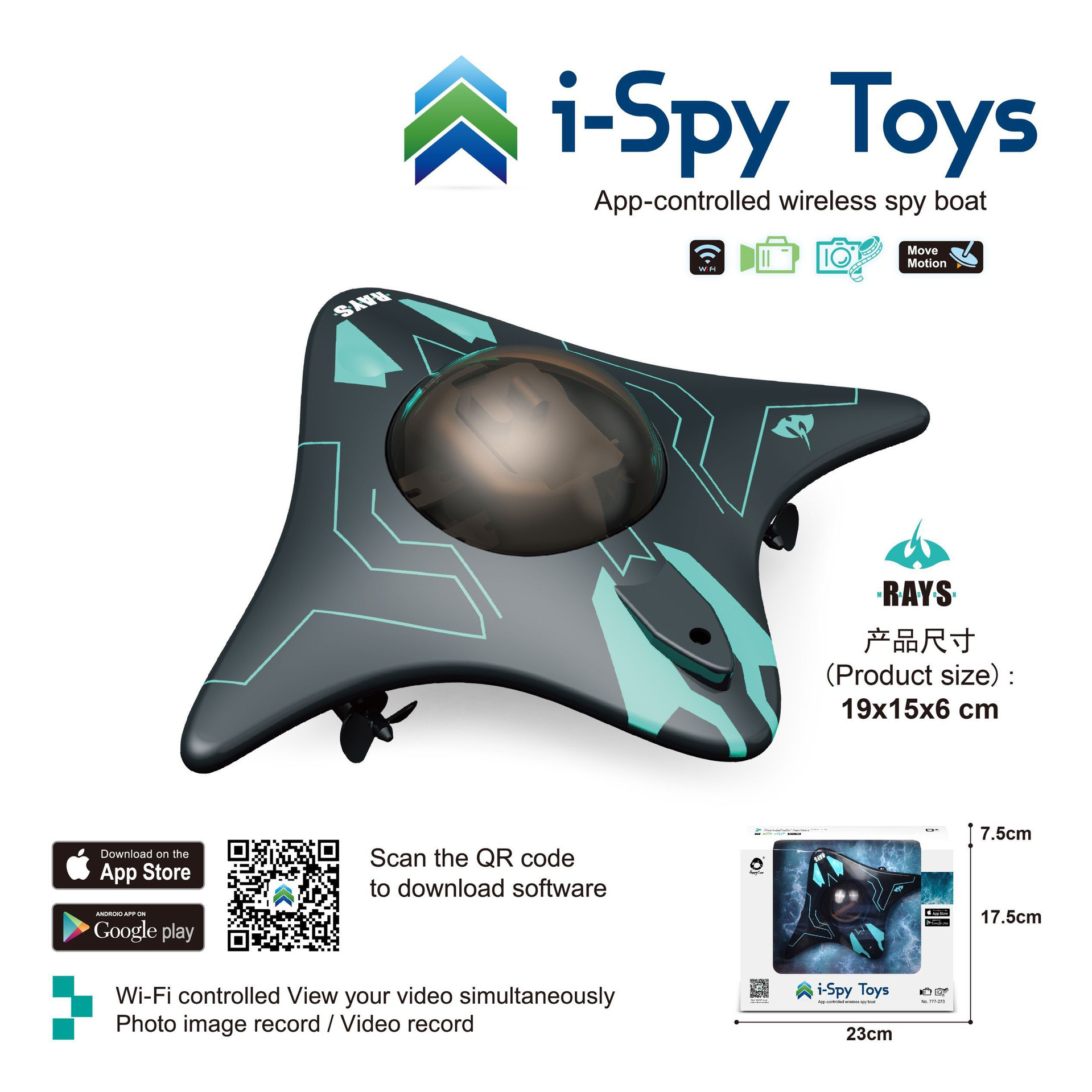 Cross-border new mini WIFI remote control six-way real-time transmission underwater camera boat Photo Video visual remote control boat