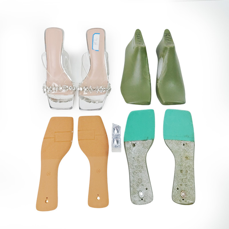 Cross-Border Foreign Trade High-Heeled Sandals, Thick Heels, Large Soles, Mid-Soles, Shoe Molds, Heels, Complete Sets, Wholesale High-Heeled Shoes, Finished Products Processing
