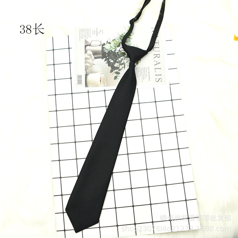 Black lazy casual tie manufacturer men's solid color polyester silk tie-free 7cm new accessories tie wholesale