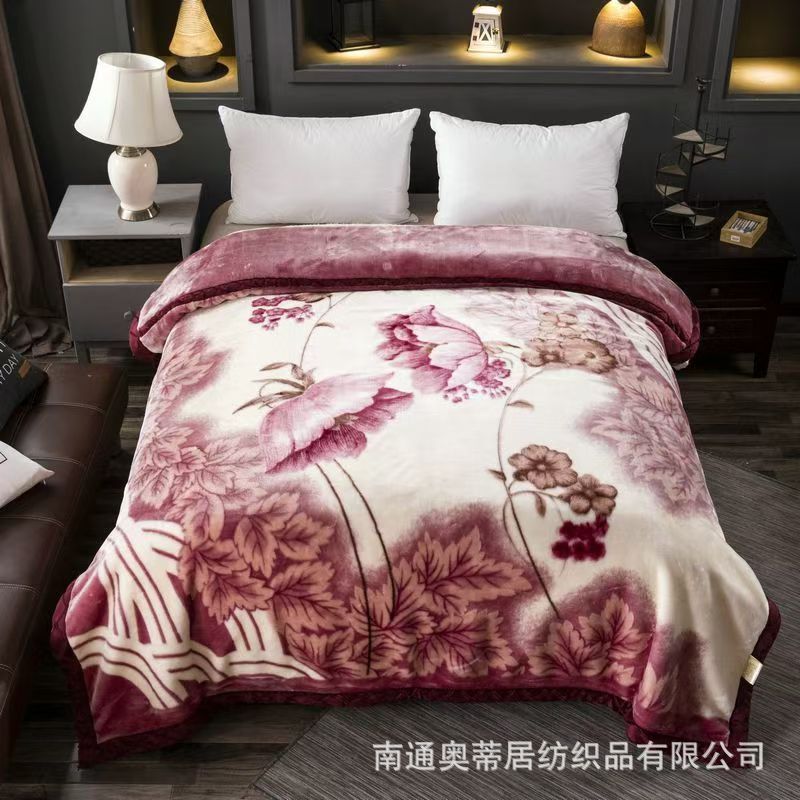 Winter Thickened Raschel Blanket Double-Sided Blanket New Chinese Style Velvet Blanket Blanket Student Blanket Group Purchase Wholesale