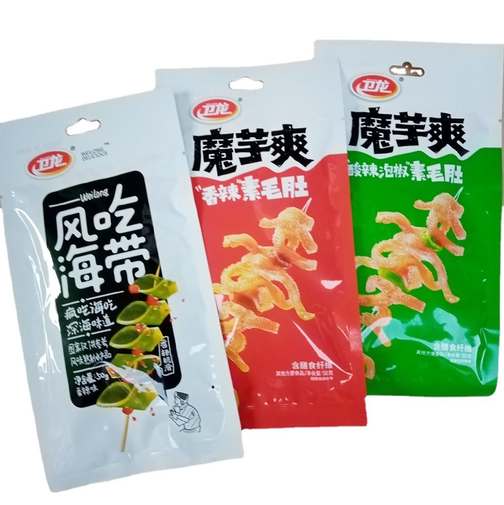 Вейлонг острые полоски конжака 50 г острые кислые вегетарианские закуски оптом полная коробка 60 пакетов