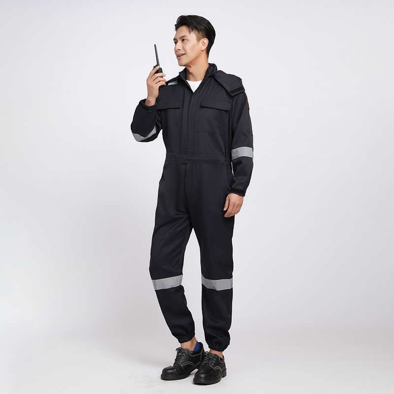 Acid and Alkali Resistant Anti-Static Coverall Chemical Enterprise Labor Protection Jumpsuit with Hood Crew Factory Ship Protective Clothing Logo