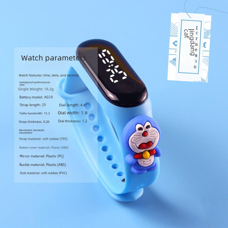 Hot selling student cute cartoon bracelet white light LED doll electronic watch boys and girls swimming waterproof touch watch