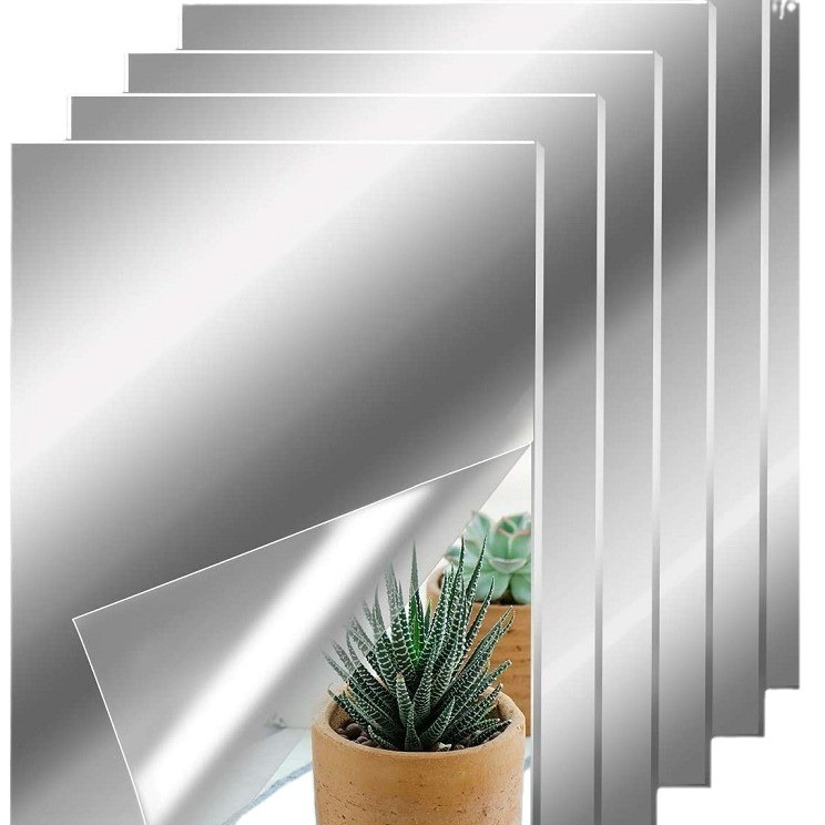 Square mirror wall stickers acrylic stickers SM145 gold and silver Black Mirror stickers toilet decoration Square