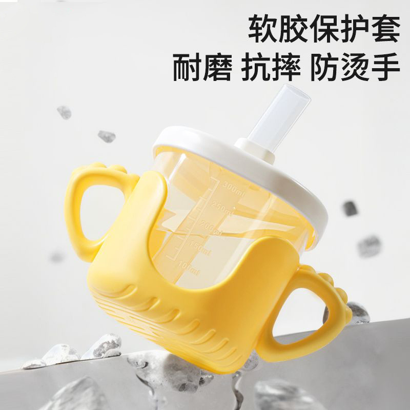 Children's Milk Cup Baby Baby Baby's Milk Heat Insulation Anti-fall Anti-scalding Anti-leakage Water Cup with Lid Scale Straw
