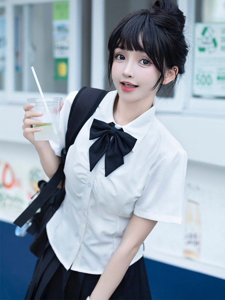 Women's shirt jk uniform long-sleeved top white shirt waist slimming autumn long-sleeved inner wear suit back strap