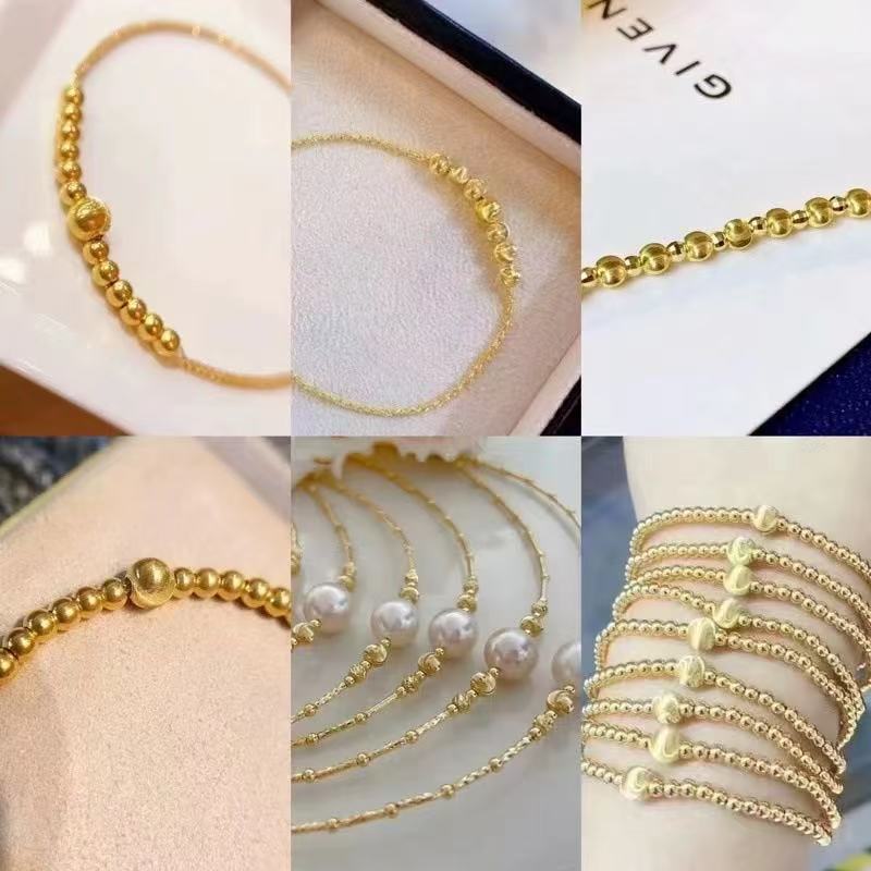 18K Gold Cat's Eye Beads Au750 Non-Removable Transfer Beads Bracelet Spacer Beads Pendant DIY Accessories Water Shell Gold Wholesale
