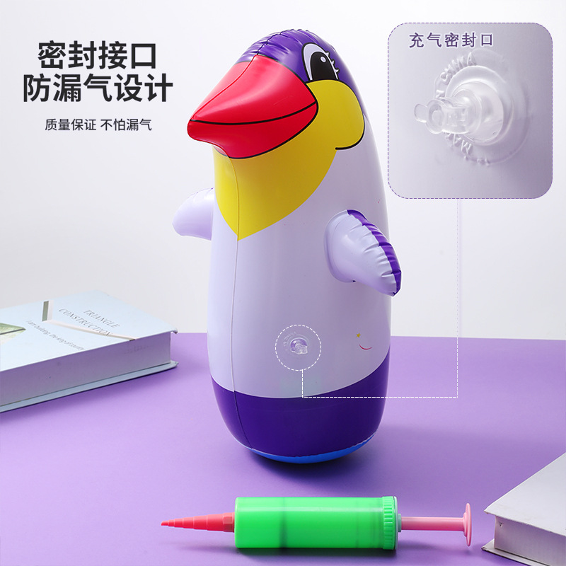 New In-Stock Inflatable Pump Thickened Pvc Inflatable Penguin Inflatable Tumbler Animal Cartoon Boxing Toy Wholesale
