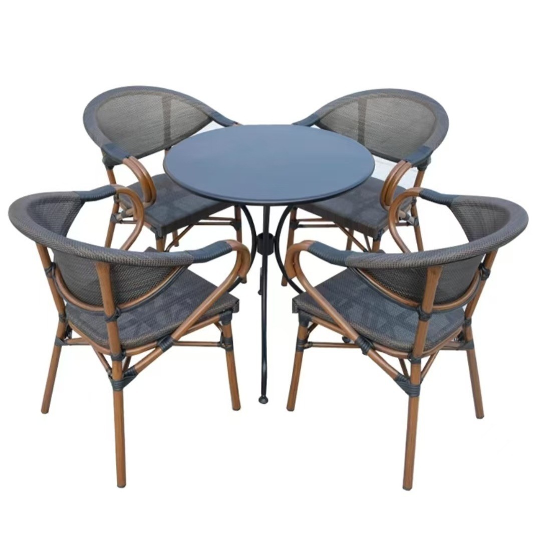 Outdoor Tables and Chairs Rattan Chairs Mesh Chairs Cafe Milk Tea Shop Balcony Outdoor Leisure Open-Air Waterproof Sun Protection