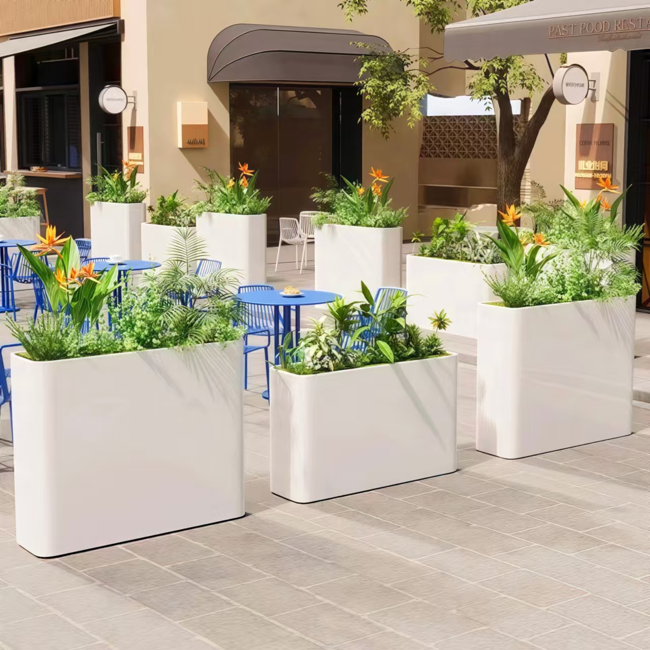 Уличный цветочный ящик из нержавеющей стали, квадратный балконный ящик для растений, прямоугольный цветочный горшок из кованого железа