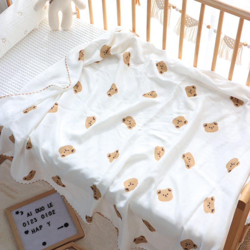 Одеяло из бамбукового волокна для детского сада, двухслойное, переносное, напечатанное одеяло для новорожденных, летнее одеяло