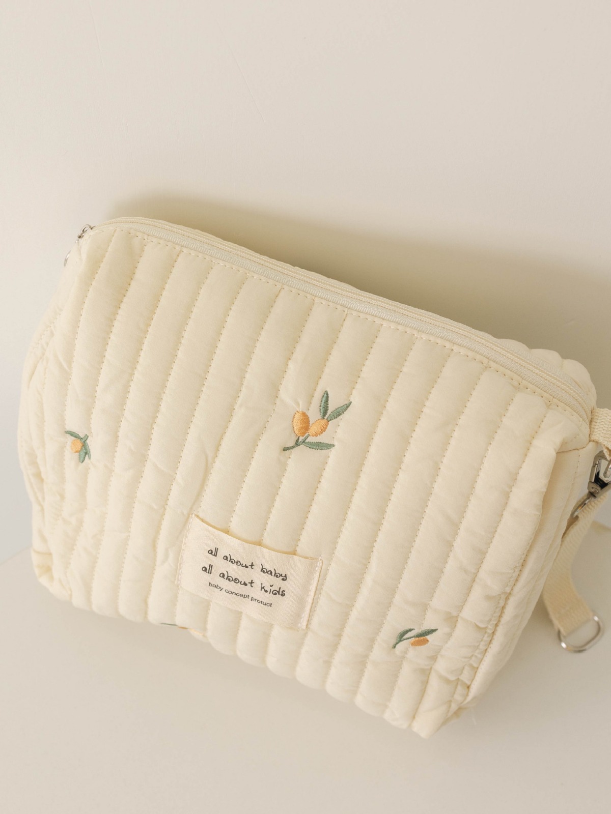 Ready Stock Zipper Embroidered Cotton Mommy Bag Baby Stroller Hanging Bag Diaper Bag Travel Portable Tissue Bag