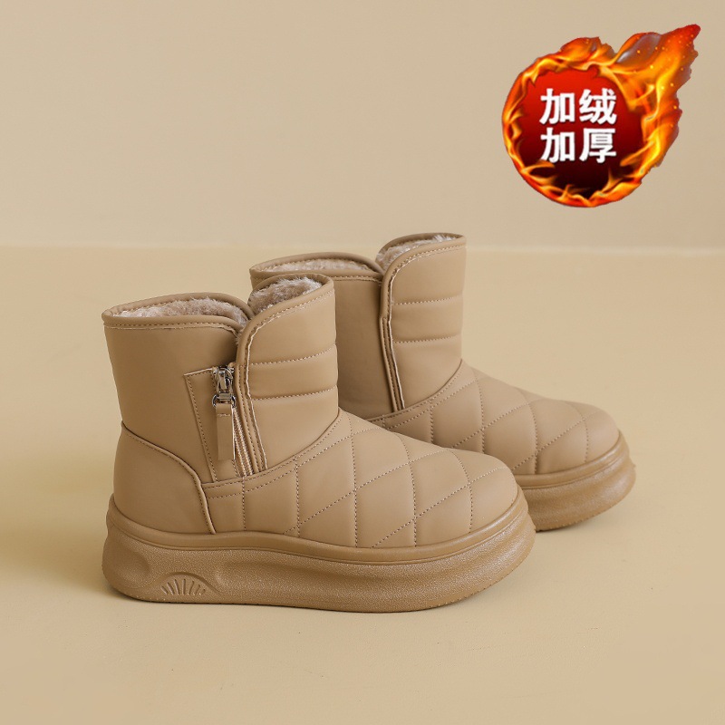 Winter Fleece-Lined Snow Boots for Women 2025 New Thickeneded Warm Cotton Shoes Thick-Soled Heightening Short Boots Casual Two-Cotton Women's Shoes