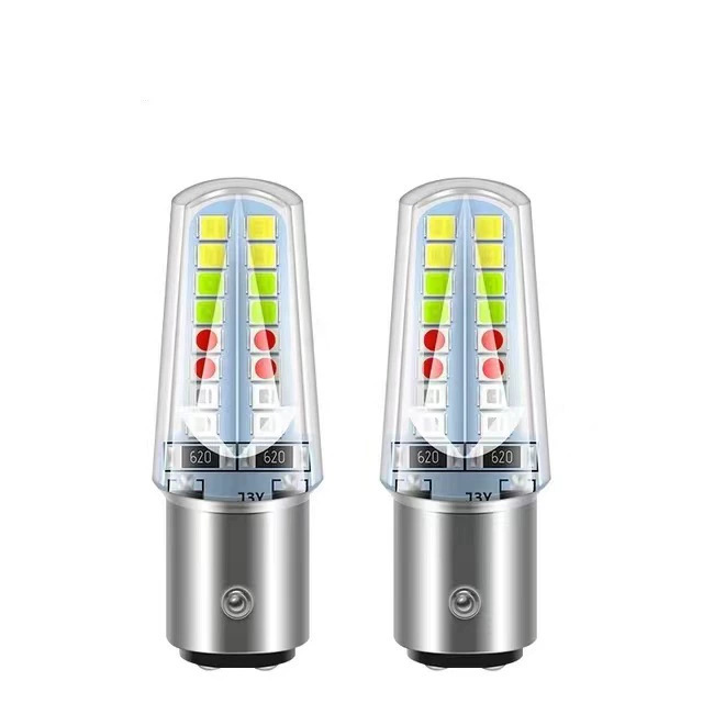 Car and Motorcycle Led Brake Light Flash 1157 2835 32Smd Rgb Flowing Water Colorful Tail Light
