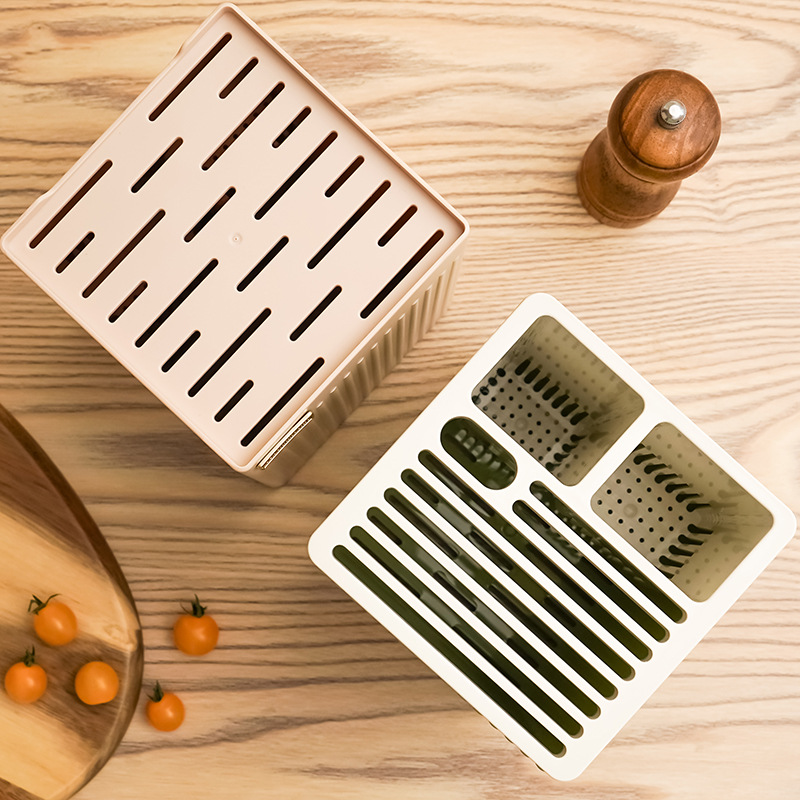 Kitchen Knife Rack Countertop Storage Rack Household Multifunctional Kitchen Knife Chopsticks Storage Rack Integrated Drain Rack
