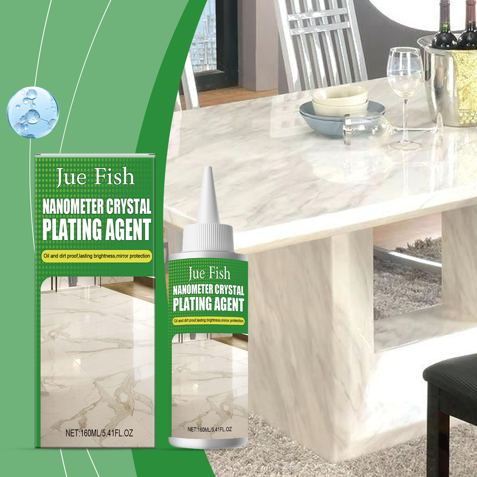 Jue-Fish каменный кристаллический пластификатор для ремонта и освежения полировки мрамора, нано-кристаллическая жидкость для ремонта царапин на плитке
