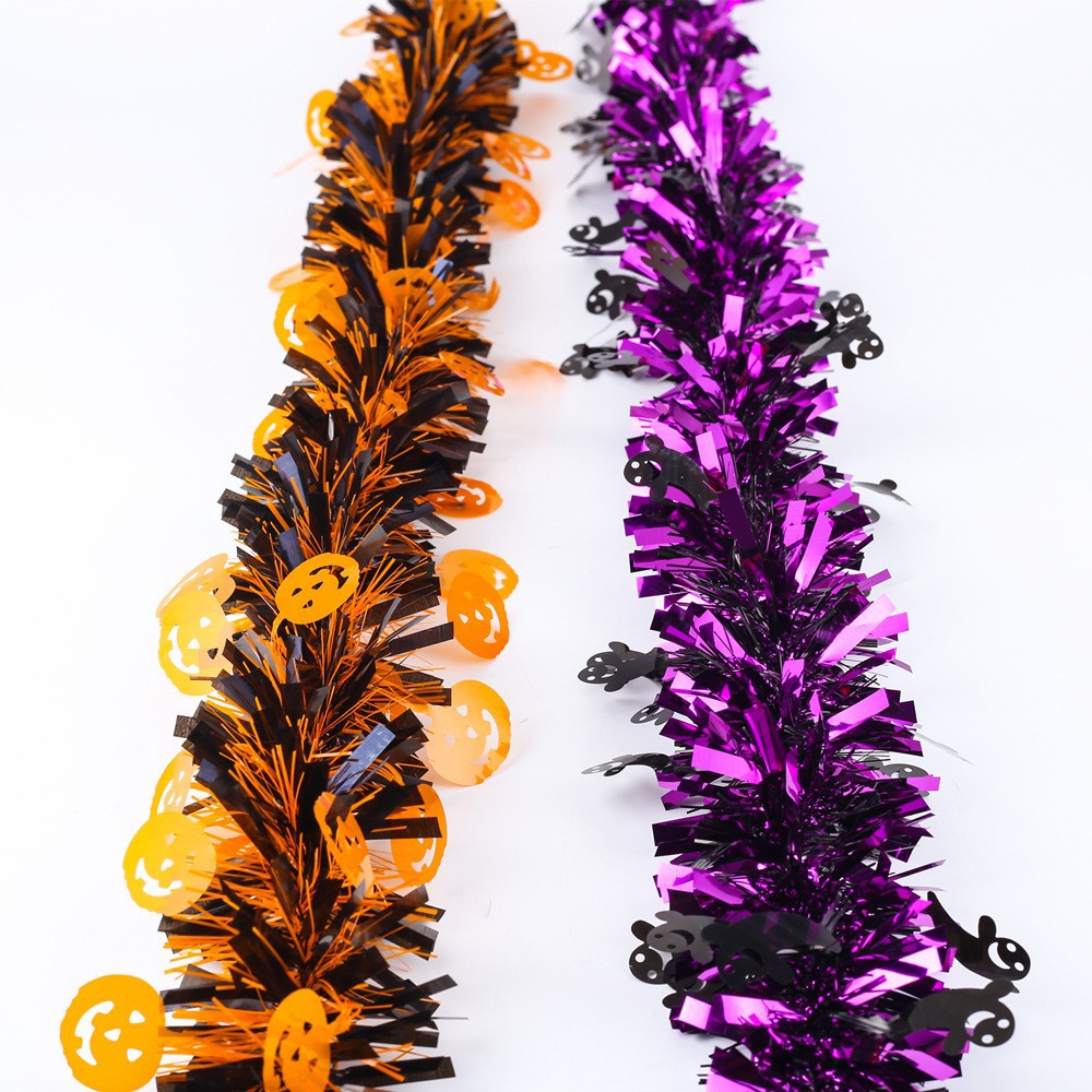 Chen Lin party decoration color strip pumpkin ghost wool Halloween scene decoration flower encryption ribbon