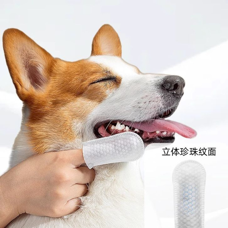 Disposable Non-Woven Pet Oral Cleaning Finger Cots for Cats and Dogs Eye and Ear Brushing and Cleaning Teeth Finger Cots