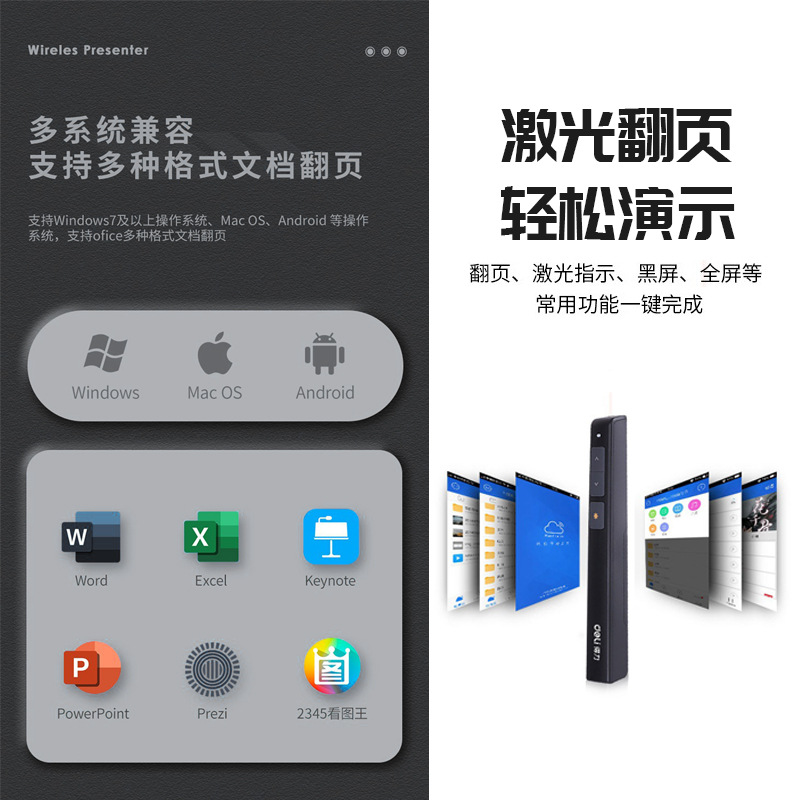 Deli flip pen 2802 2802P 2802G business teaching laser pen demonstration remote control pen PPT projection pen