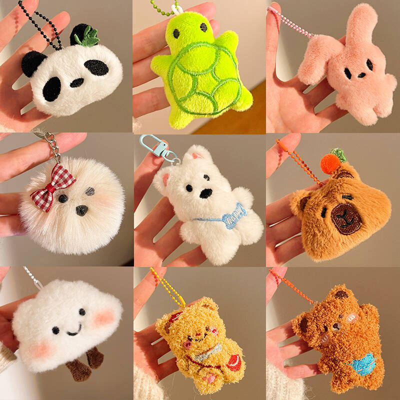 Wholesale of Small Promotional Gifts: Cute, Fluffy, Cartoon-Style Plush Toys, Small Pendants, Doll Keychains, and Bag Charms