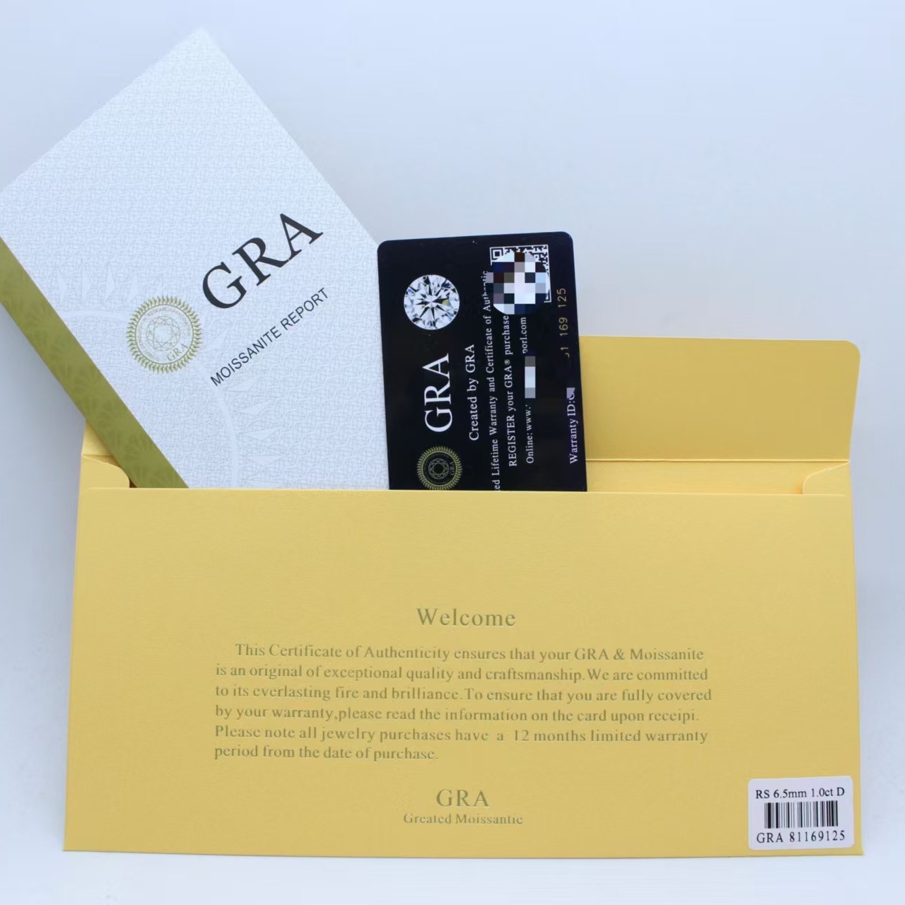 Moissanite Certificate Wholesale Standard Model Instruction Manual Three-Piece Set Certificate One Code Black Card Moissanite Moissanite