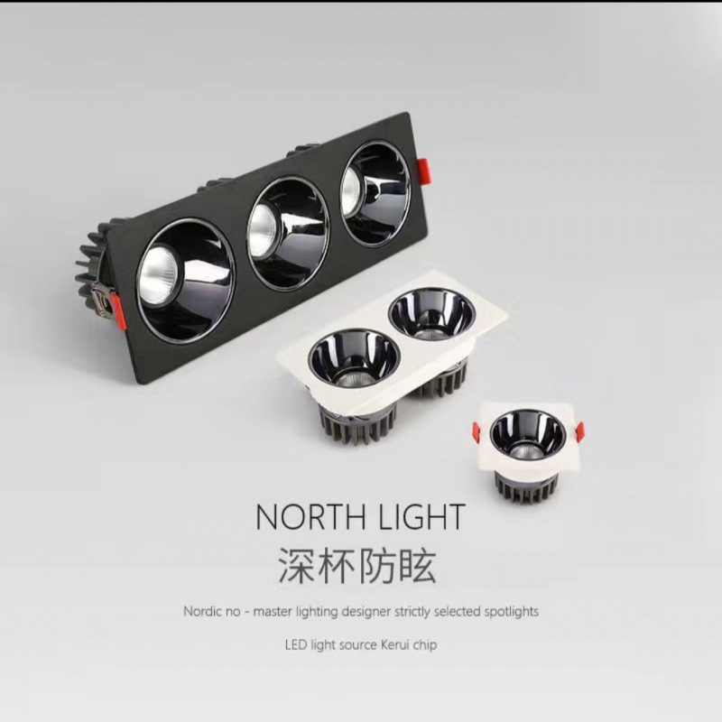 Двойной встроенный светильник LED для дома, без основного света, антибликовый, одинарный и тройной квадрат