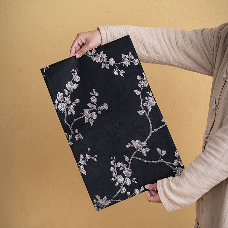 Brocade Embroidered White Peony Tea Mat Chinese Retro Tea Table Mat Tablecloth Insulation Mat Table Flag Dry Bubble Mat