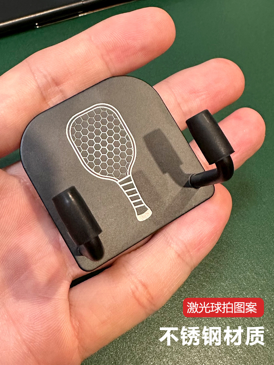 Four Grids Special Hooks for Pickleball Rackets, Punch-Free Racket Wall Storage Rack, Double-Sided Tape, Stainless Steel