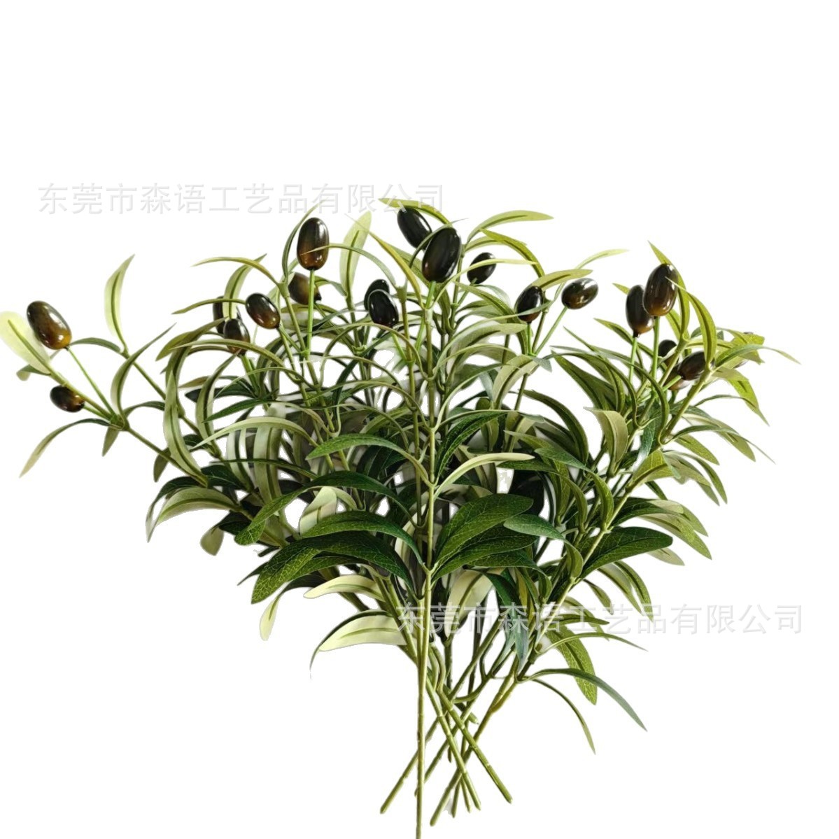 Cross-Border Artificial Olive Branch with Two Branches and Fruit, Artificial Fake Flower Decoration for Wedding, Home Decoration, and Landscaping