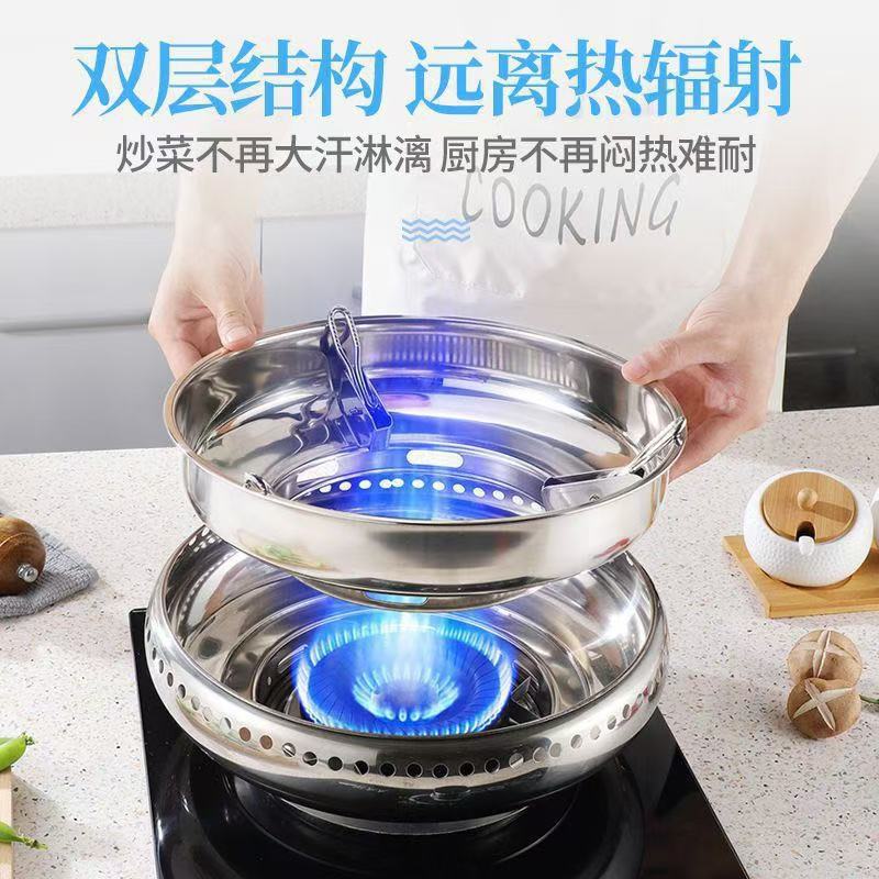 Double-layer Stainless Steel Gas Stove Windproof Cover Energy-saving Cover Fire Ring Gas Stove Bracket Accessories Household Cover