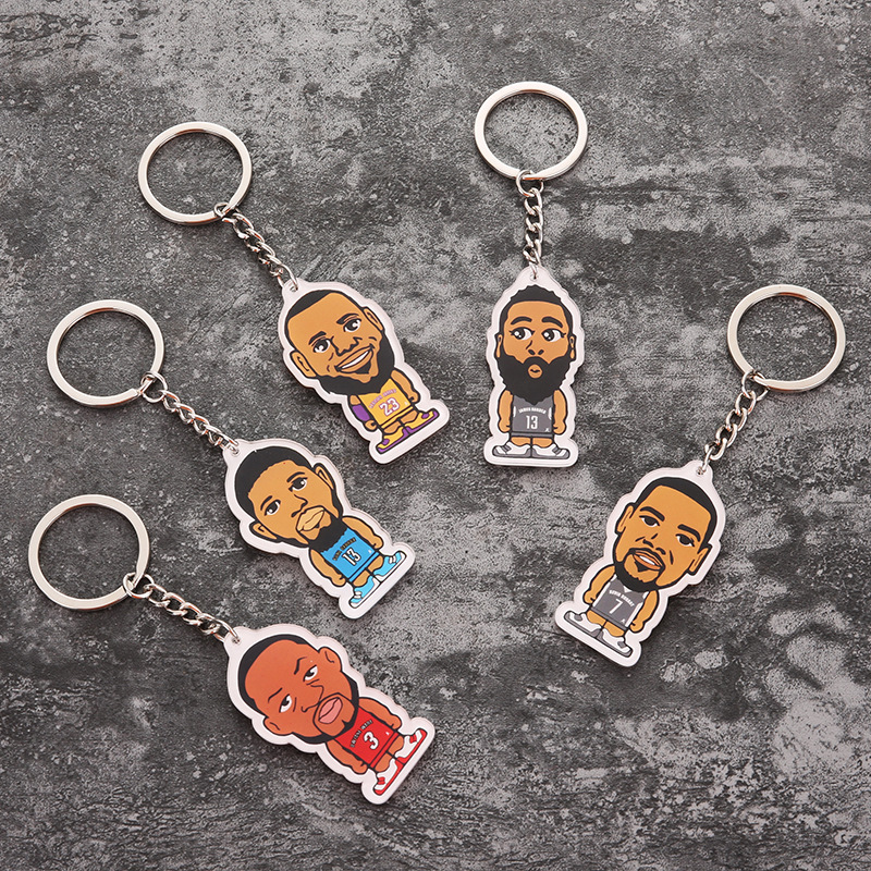 New basketball star keychain male Kobe Owen Harden James acrylic cartoon bag pendant wholesale