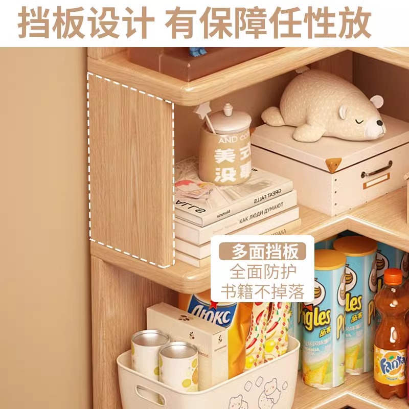 Integrated Corner Solid Wood Bookshelf Storage Rack Wall-To-Ceiling Narrow Cabinet Home Corner Storage Shelf Bookcase Storage Cabinet