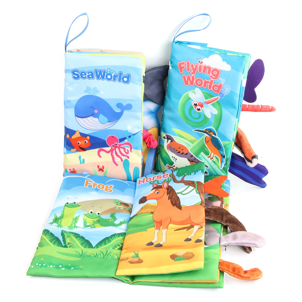 Baby's sea, land and air tail cloth book Ocean Forest flying animal Palm book early education toy with ringing paper