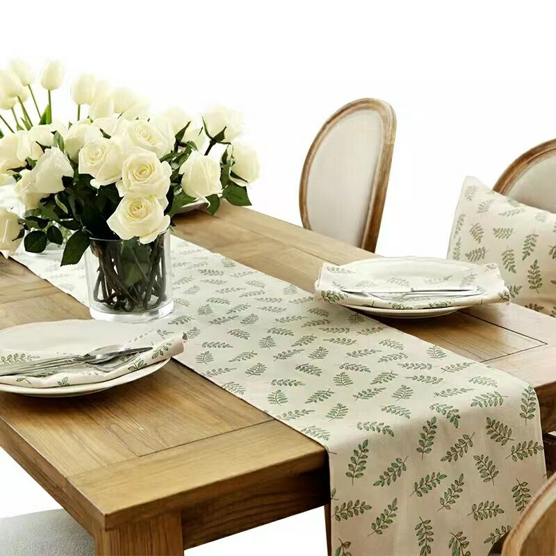 Customized Foreign Trade Cotton and Linen Table Runner HD Digital Printing Living Room Tea Table Decoration Waterproof Erasable Double Layer Pastoral Cloth
