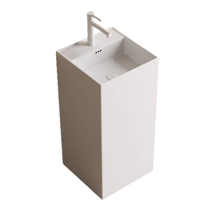 Large Size Column Basin Square Ceramic Floor Wash Basin Balcony Toilet Hotel Engineering Column Washbasin