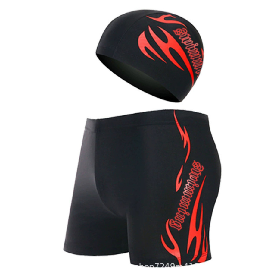 Feidongfa Outdoor Swimming Trunks Swimming Trunks Suit Swimsuit Swimming Cap Boxer Large Size Fashion Printed Men's Swimming Trunks Beach