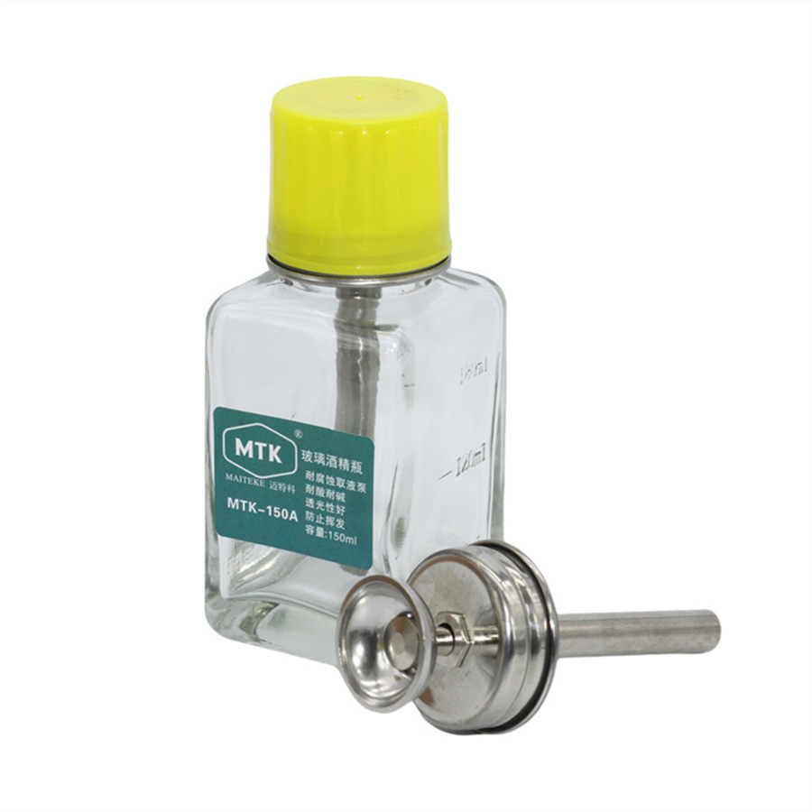 Press-Type Glass Alcohol Bottle Thickened Copper Core Transparent Industrial Anti-Static Alcohol Bottle Manicure Press Bottle Wholesale