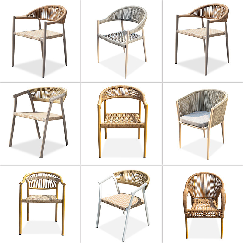Nordic Style Outdoor Leisure Rattan Chair Courtyard Outdoor Single Rattan Chair Balcony Terrace Aluminum Alloy Dining Chair Backrest Chair